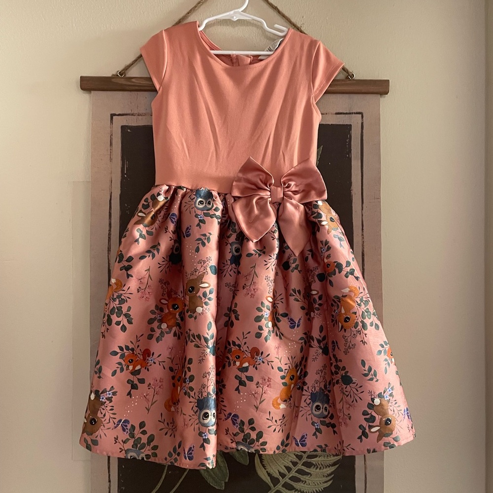 H&M Woodland Animal Print Formal Dress 6X/7